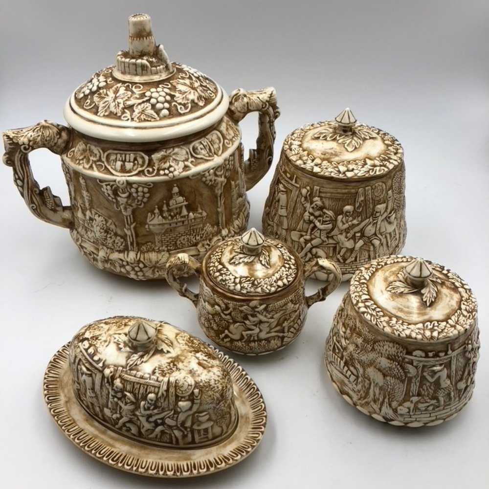 Vintage German Gluhwein 10 Piece Stoneware Set